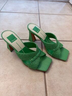 Dolce Vita Green Braided Block Heel Slide Sandals